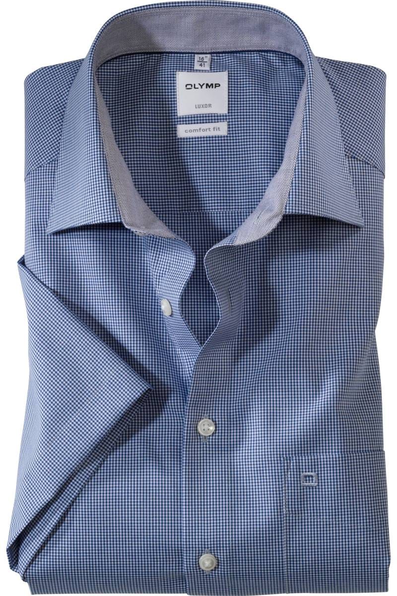Chemise Homme Décontractée à Manches Courtes OLYMP - Coupe 076 Casual, Col Boutonné - Matière Lyocell/coton/lin - Lavable 40°C - Modèle Oxford
