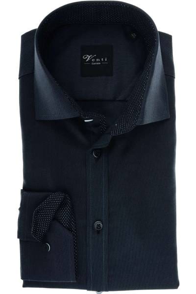 Venti Slim Fit Hemd anthrazit/schwarz, Strukturiert