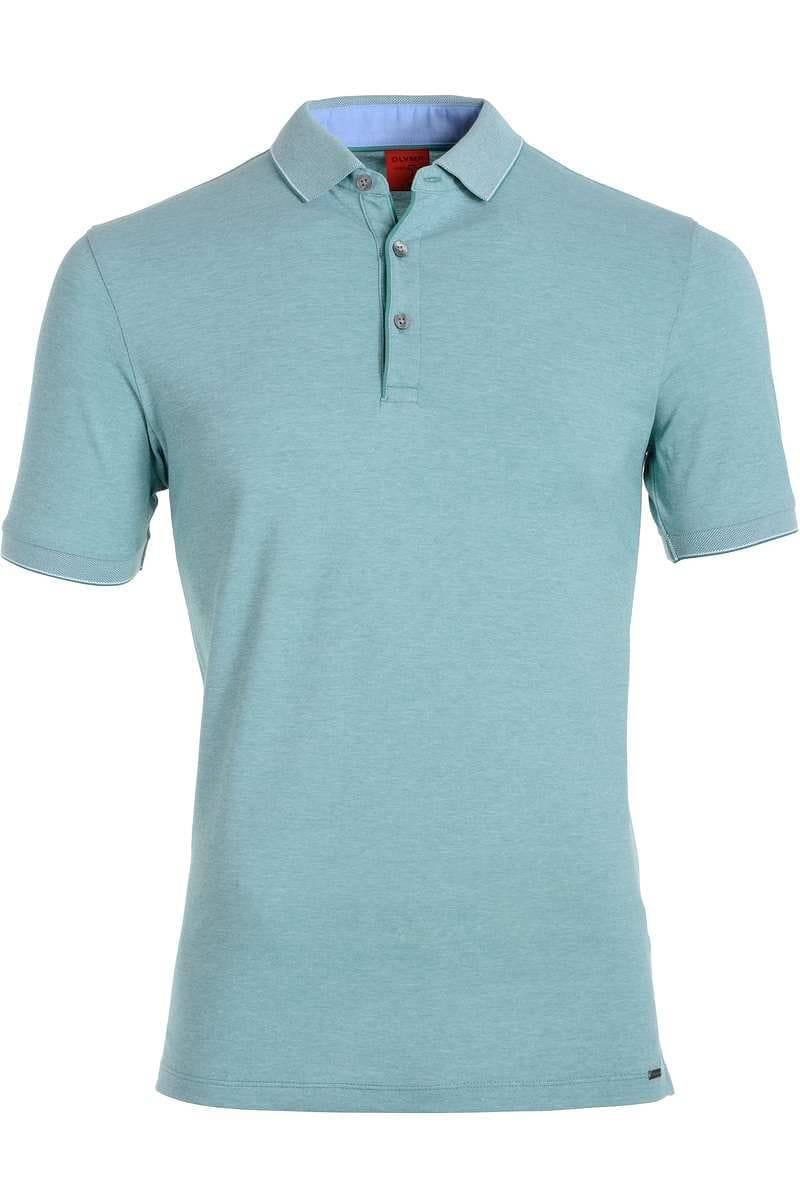 Olymp Level Five Body Fit Poloshirt grün/weiss, Zweifarbig