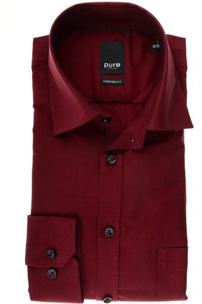 Pure Hemd - Fashion Fit - bordeaux, Einfarbig