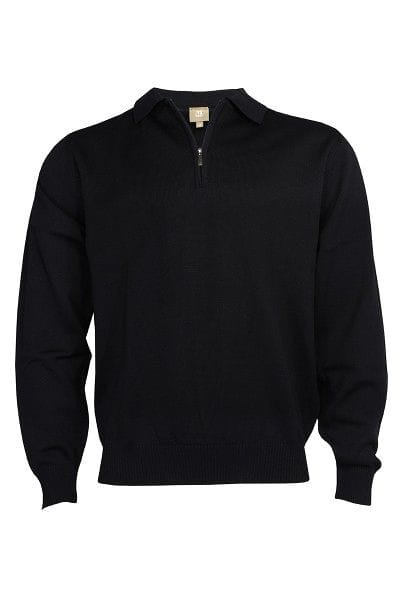 MAERZ Strickpullover Polo Zip - schwarz