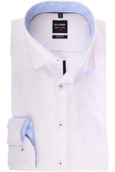 Olymp Level Five Body Fit Hemd weiss, Einfarbig