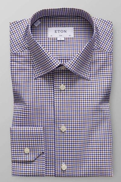ETON Slim Fit Hemd braun/navy, Kariert
