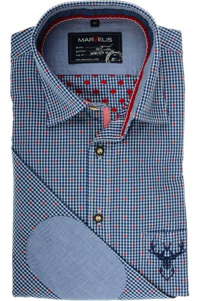 Marvelis Modern Fit Trachtenhemd dunkelblau/weiss, Vichykaro
