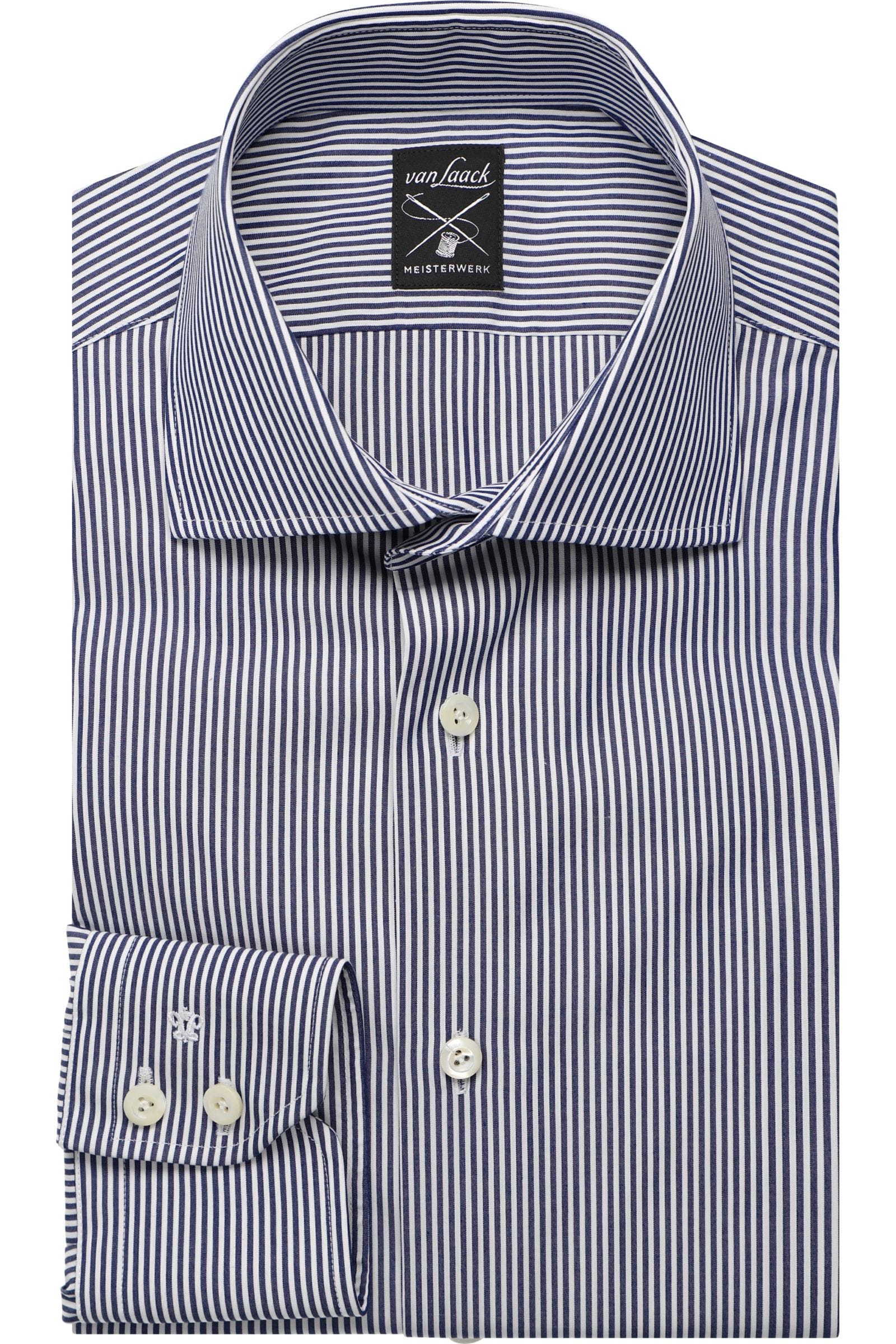 Van Laack Meisterwerk Tailor Fit Hemd marine/weiss, Gestreift 44 - XL