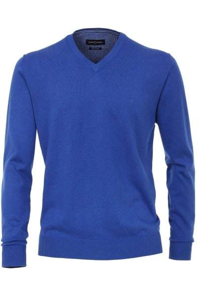 Casa Moda Strickpullover V-Ausschnitt royal, einfarbig