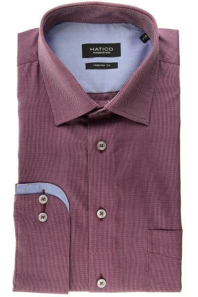 Hatico Hemd - Regular Fit - rot, Einfarbig