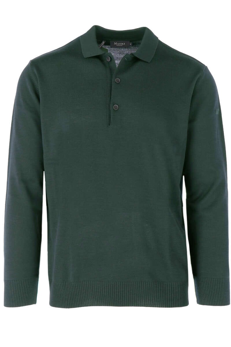 MAERZ Classic Fit Pullover Polokragen dunkelgrün, einfarbig 52 MAERZ Classic Fit Pullover Polokragen dunkelgrün, einfarbig 52