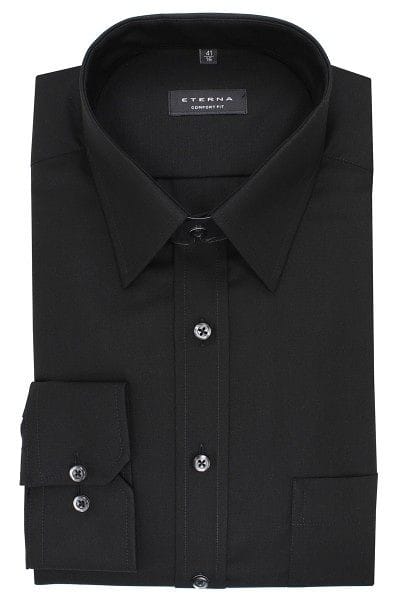 Eterna Hemd - Comfort Fit - schwarz, Einfarbig