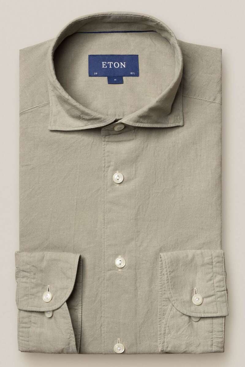 ETON Slim Fit Hemd khaki, Einfarbig 40 - M ETON Slim Fit Hemd khaki, Einfarbig 40 - M