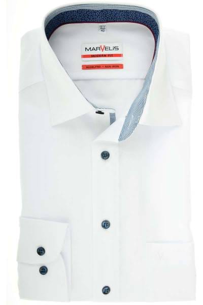 Marvelis Modern Fit Hemd weiss, Einfarbig