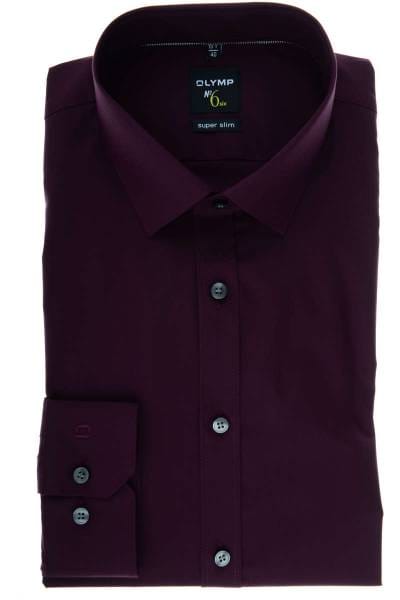 Olymp No. Six Super Slim Hemd barolo, Einfarbig