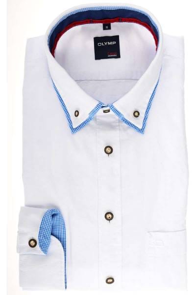 OLYMP Modern Fit Trachtenhemd weiss, Einfarbig