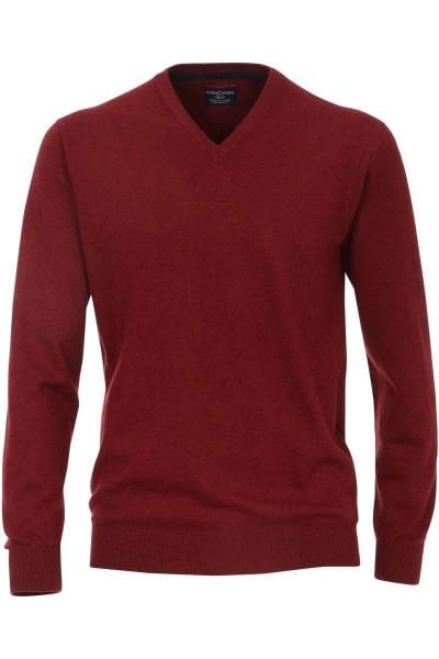 Casa Moda Strickpullover V-Ausschnitt bordeaux, einfarbig
