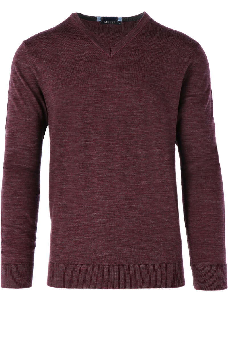 MAERZ Modern Fit Pullover V-Ausschnitt bordeaux, einfarbig 50 MAERZ Modern Fit Pullover V-Ausschnitt bordeaux, einfarbig 50
