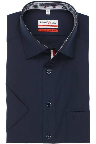 Marvelis Modern Fit Hemd marine, Einfarbig