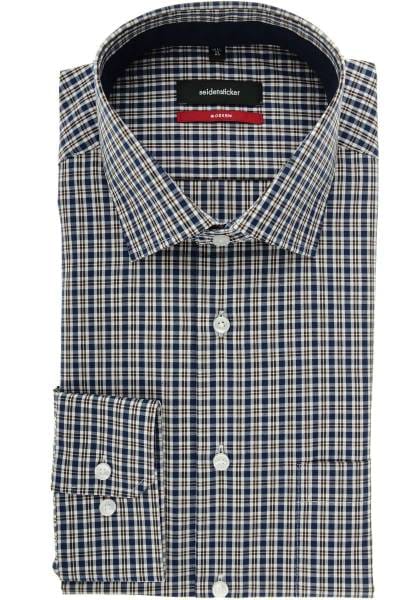 Seidensticker Modern Fit Hemd blau/braun/weiss, Kariert