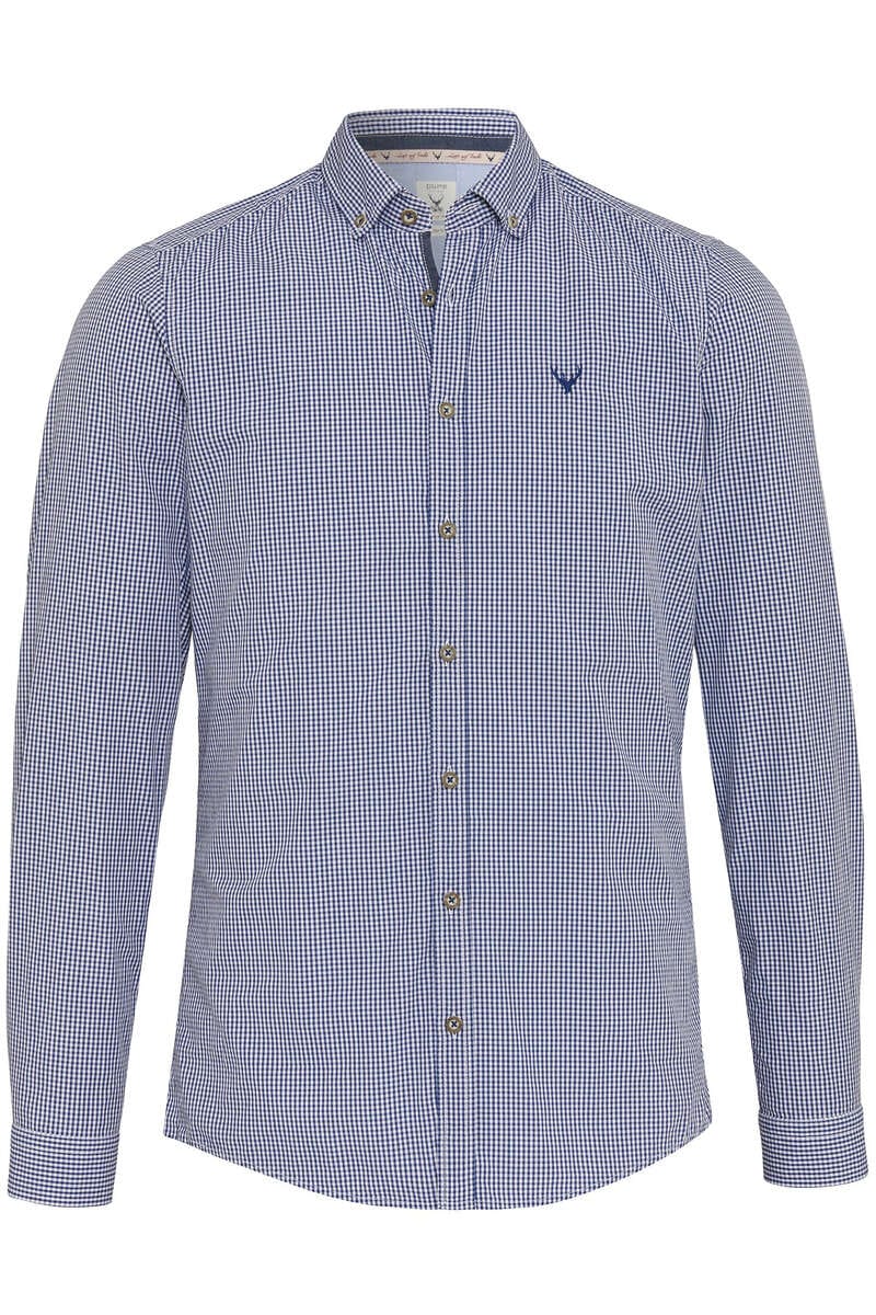 Chemise homme carreaux bleu et blanc en twill coton avec Col classique Taille M