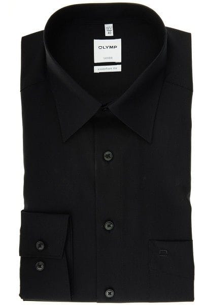 Olymp Hemd - Comfort Fit - schwarz, Einfarbig