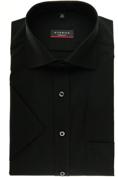 Eterna Hemd - Modern Fit - schwarz, Einfarbig