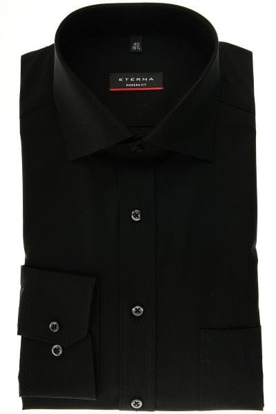 Eterna Hemd - Modern Fit - schwarz, Einfarbig