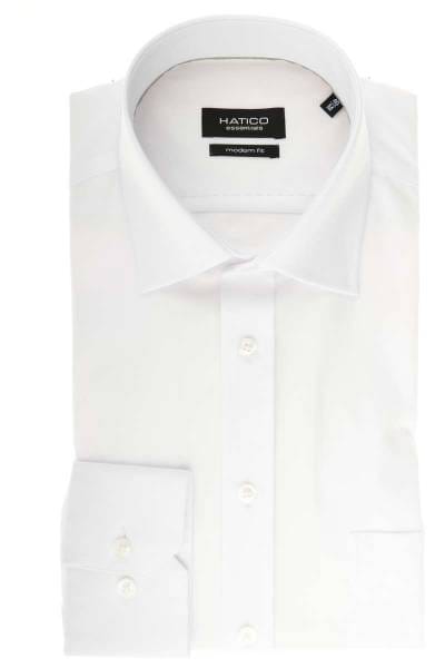 Hatico Modern Fit Hemd weiss, Einfarbig