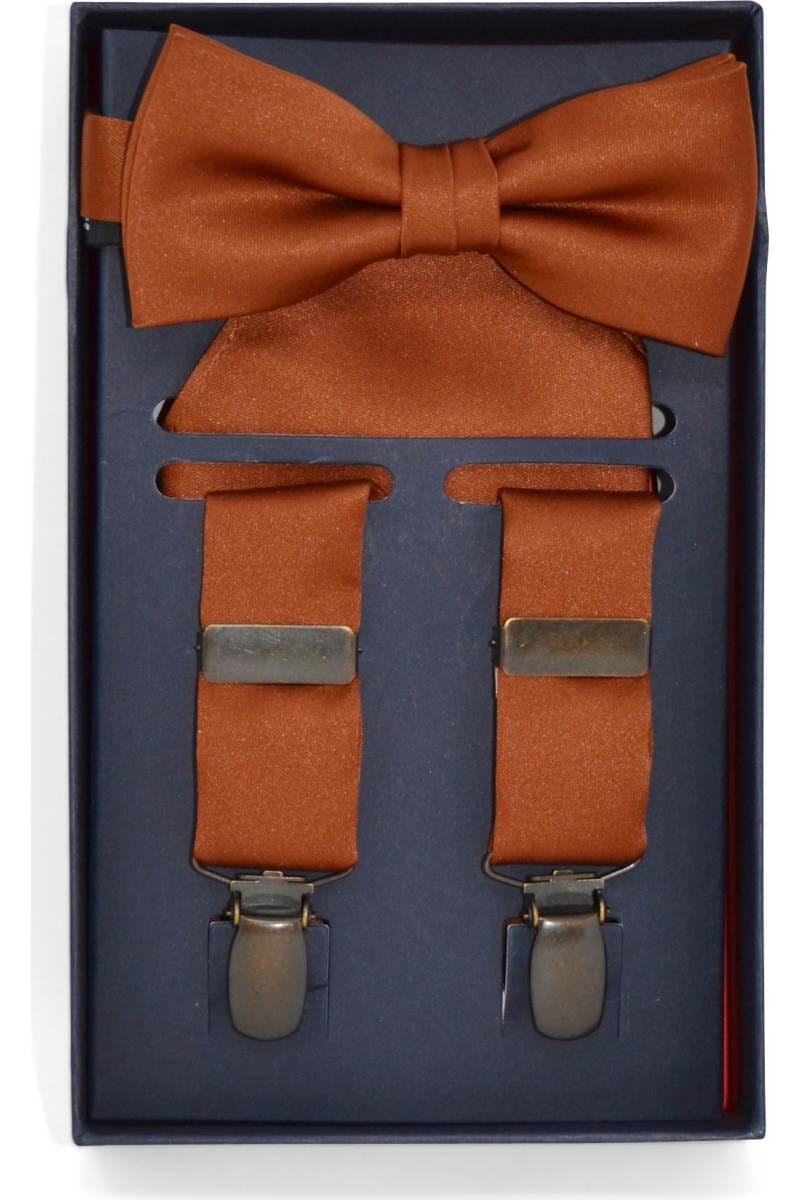 orange bow tie and braces