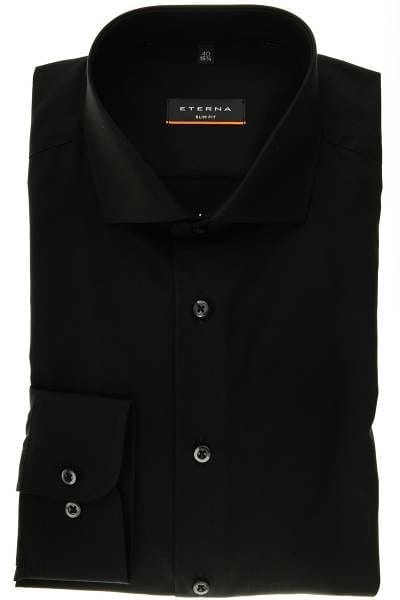 Eterna Hemd - Slim Fit - schwarz, Einfarbig