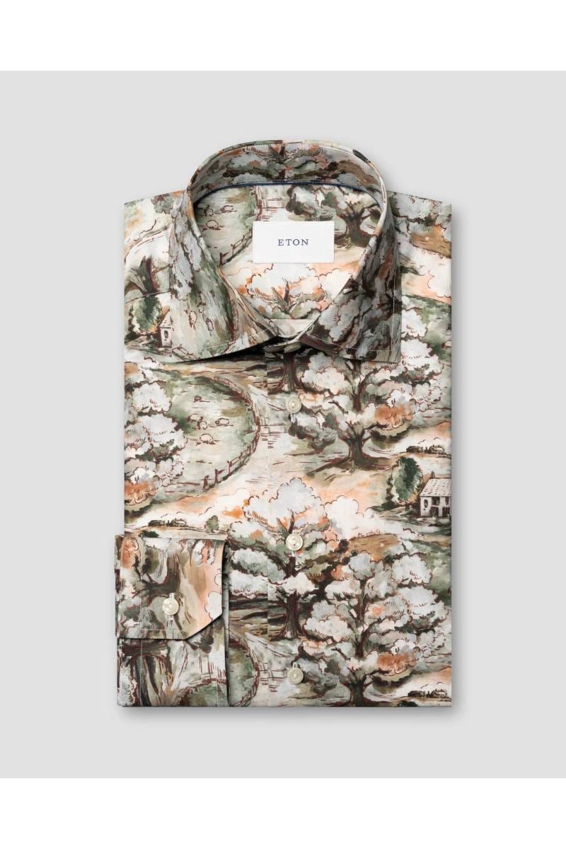 Chemise Homme Eton Contemporary à Carreaux Multicolore - Taille L, Coupe Slim, Manches Longues