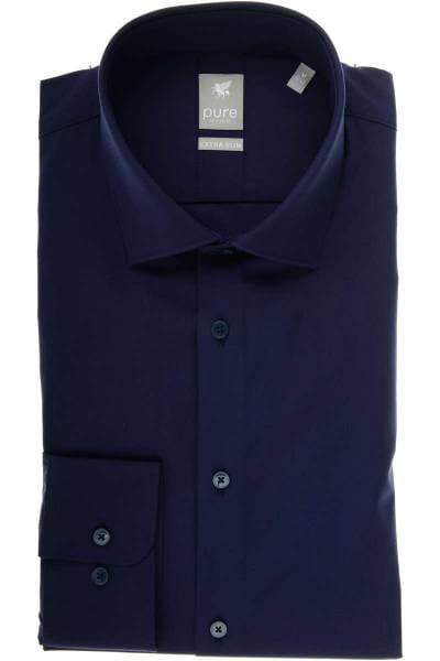 Pure Extra Slim Hemd marine, Einfarbig