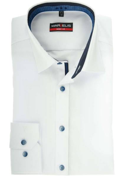 Marvelis Body Fit Hemd weiss, Einfarbig