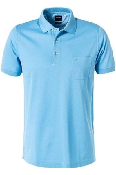 Olymp Modern Fit Poloshirt sky, Einfarbig