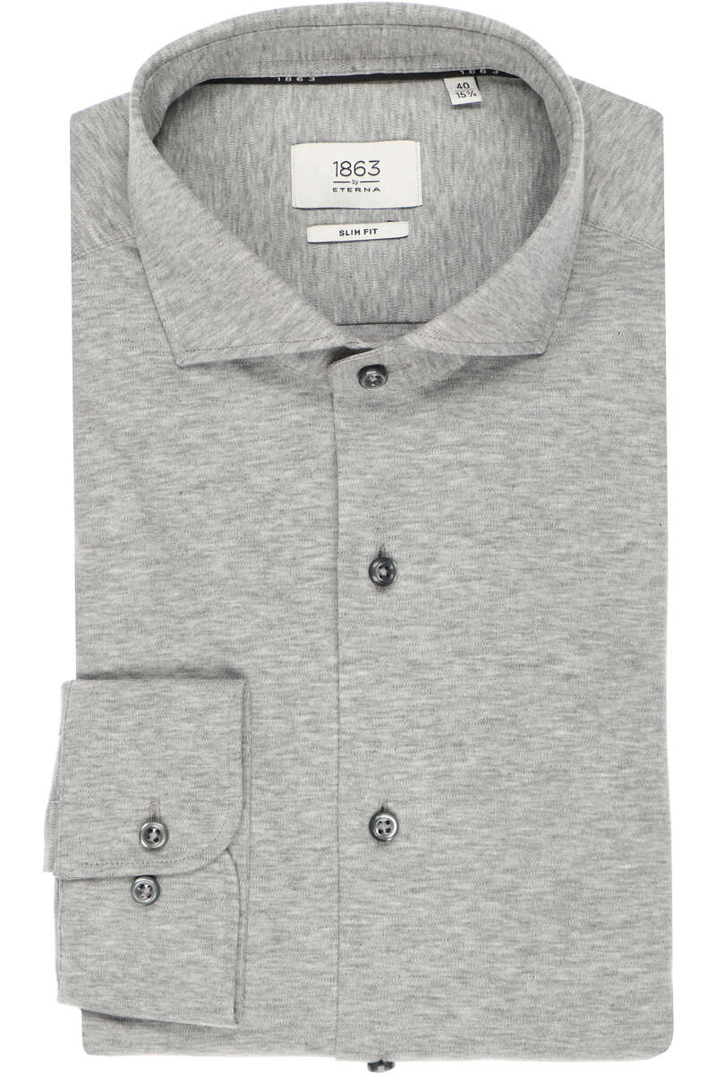 ETERNA 1863 Slim Fit Jerseyhemd grau, Meliert 41 - L