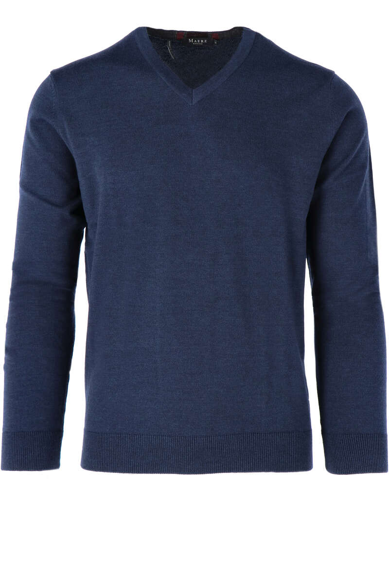 Maerz Modern Fit Pullover V-Ausschnitt dunkelblau, einfarbig 50 Maerz Modern Fit Pullover V-Ausschnitt dunkelblau, einfarbig 50