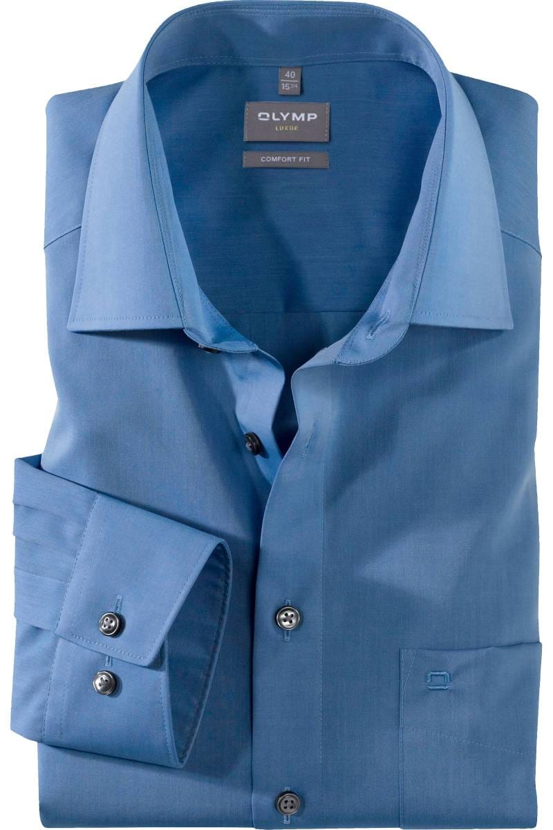 OLYMP Camicia Uomo Maniche Lunghe Luxor Comfort Fit – Fumo Blu, Taglia 48, Colletto 13 New Kent, 100% Cotone - 3