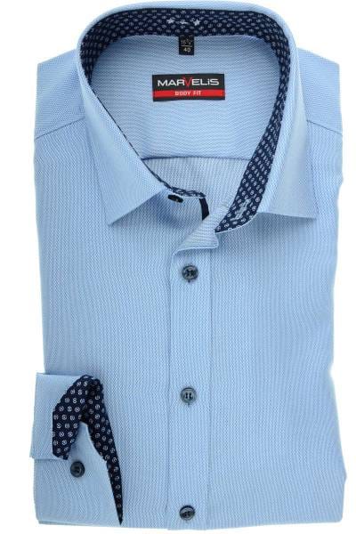 Marvelis Body Fit Hemd bleu, Faux-uni
