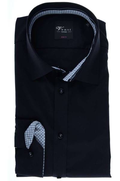 Venti Body Fit Hemd schwarz, Einfarbig