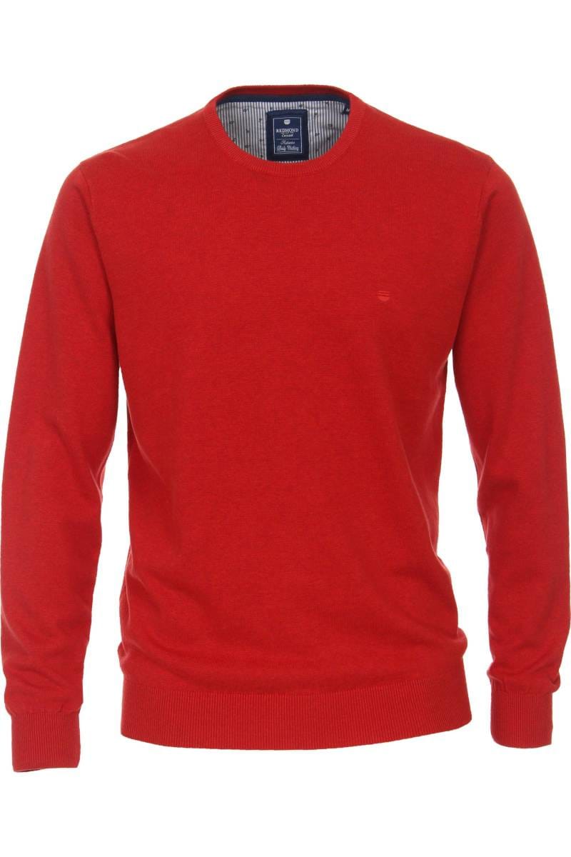 Redmond Casual Regular Fit Pullover Rundhals rot, Einfarbig