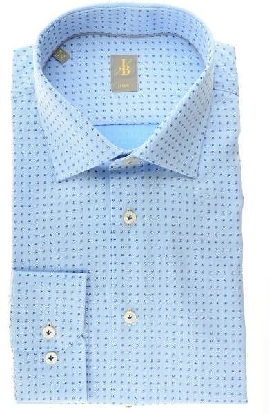 Jacques Britt Hemd - Slim Fit - hellblau/blau, Gemustert