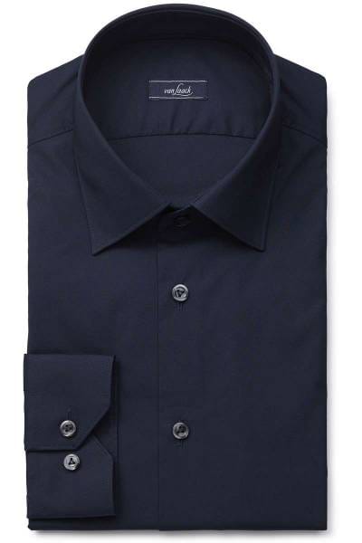 van Laack Slim Fit Hemd dunkelblau, Einfarbig