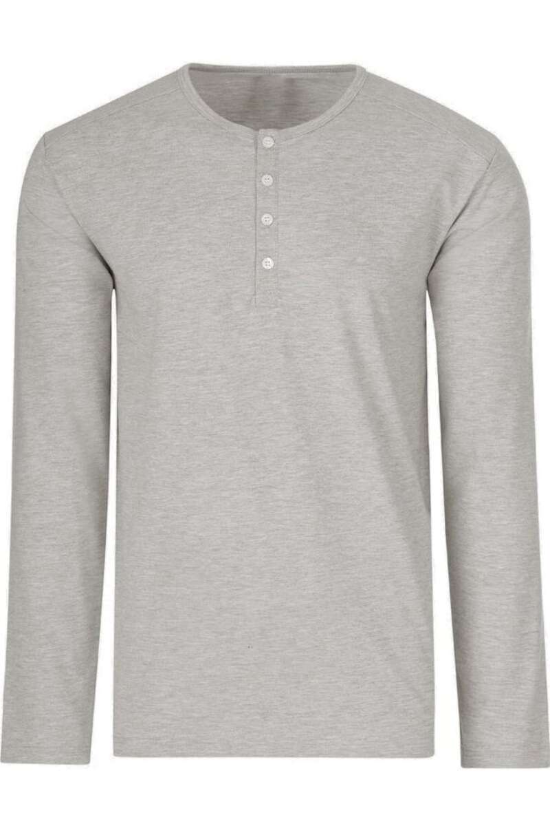 TRIGEMA Comfort Fit Longsleeve Henleykragen grau, einfarbig M TRIGEMA Comfort Fit Longsleeve Henleykragen grau, einfarbig M